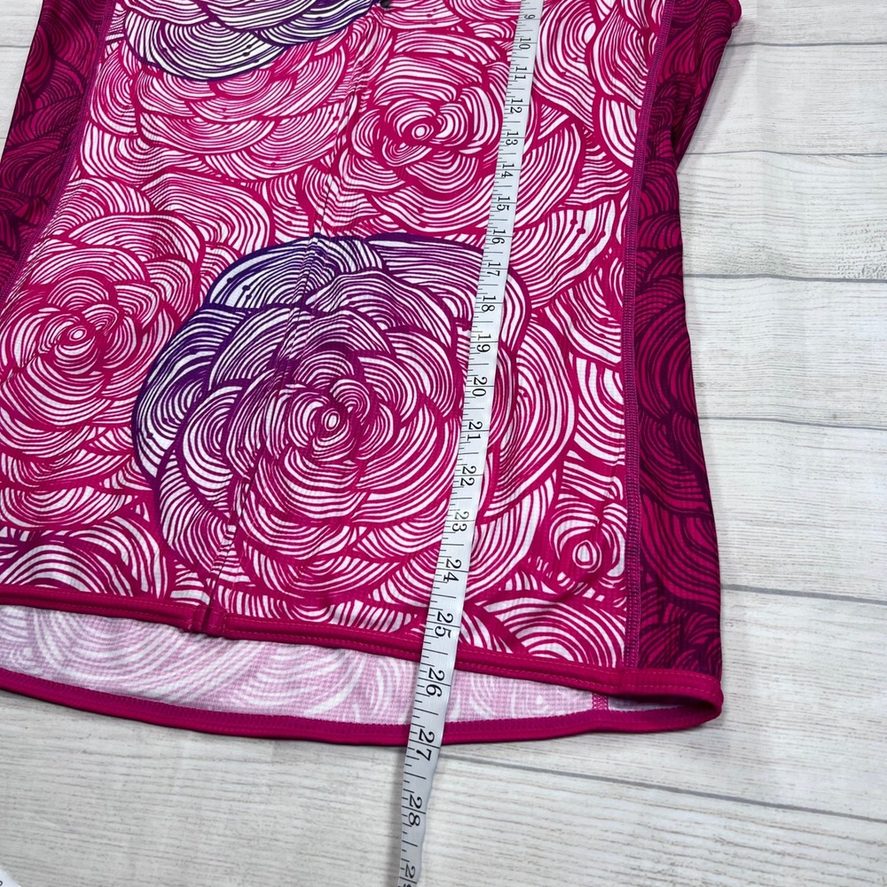 Canari Cycling Jersey Womens XL Pink Purple Swirl Floral Sleeveless Full Zip - Picture 6 of 10